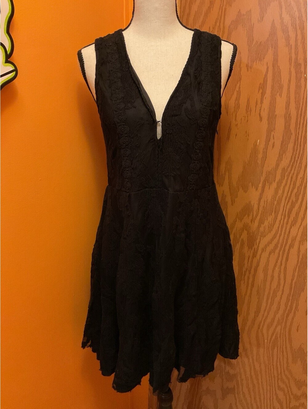 Wishlist Large Little Black Dress Lace Back Plunge V Neck